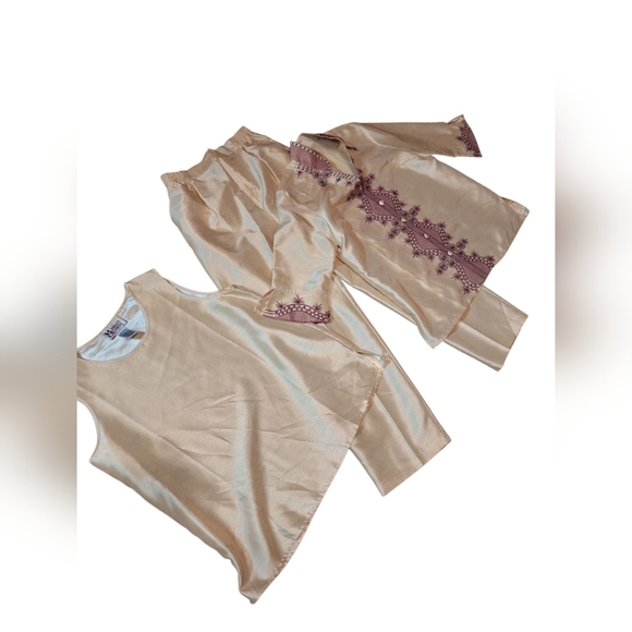 3 Piece Vintage Set Maggie Sweet Petite Medium Fancy Evening Silk Look Asian - Picture 4 of 8